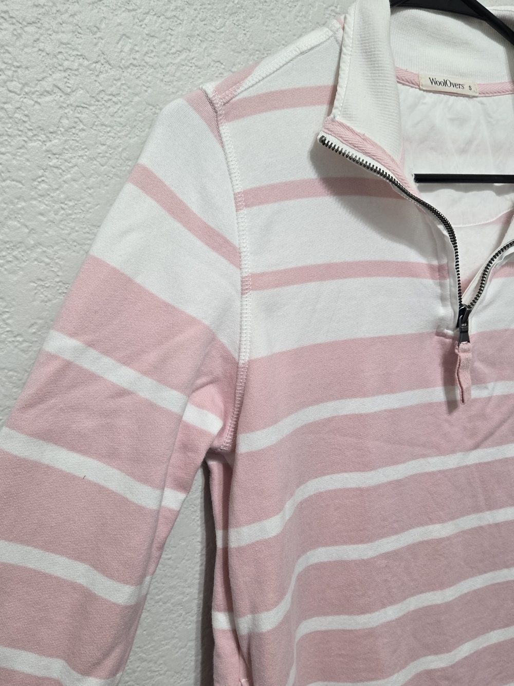 Woolovers Pink & White Striped Half-Zip Pullover Size S - Picture 3 of 11